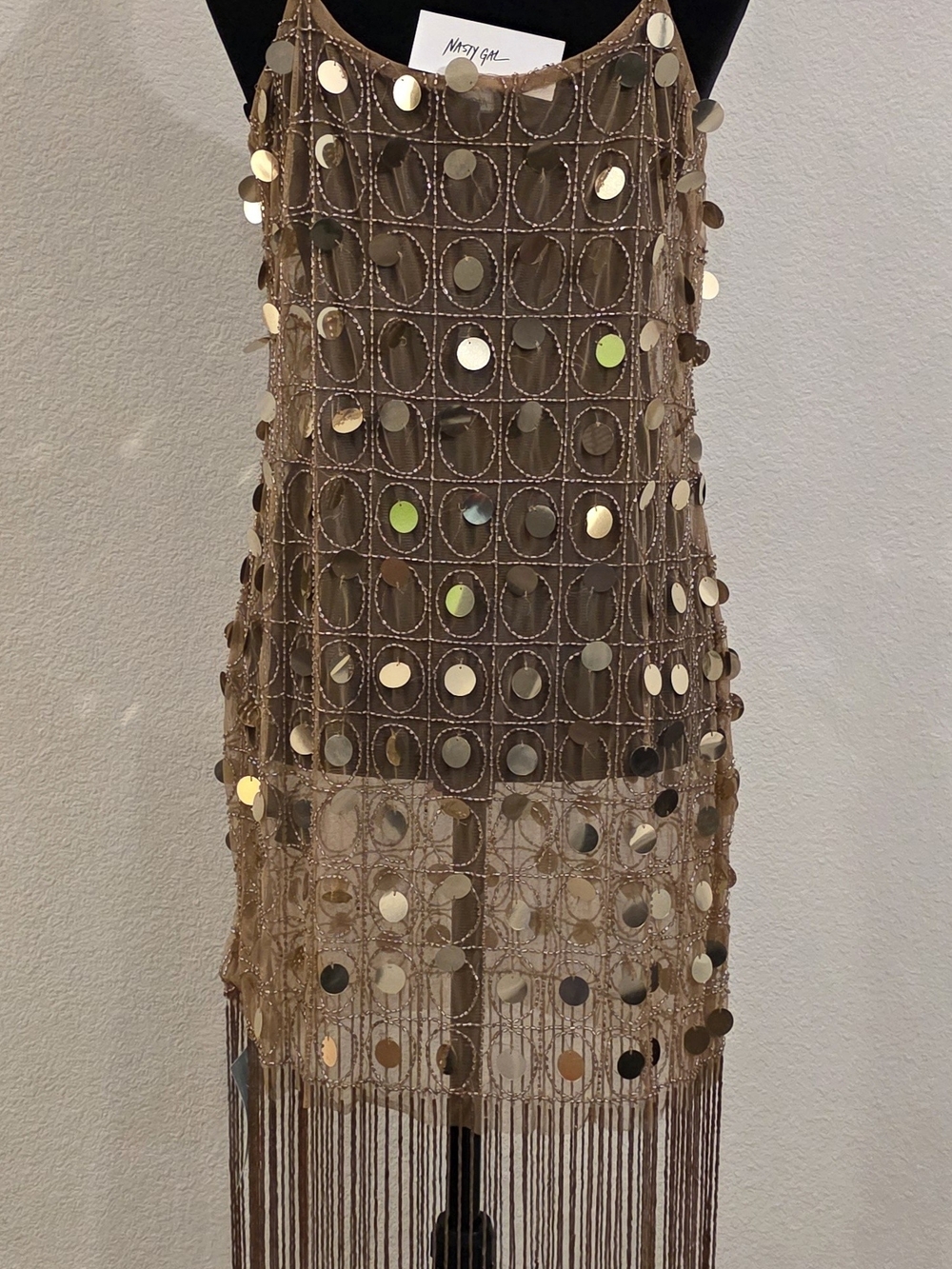 Nasty Gal Gold Sequin Fringe Mini Dress - Picture 3 of 8